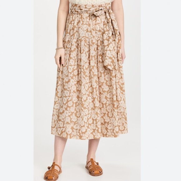 THE GREAT. Highland Skirt in Oak Wild Brush Cottagecore Granola Girl Midi Skirt